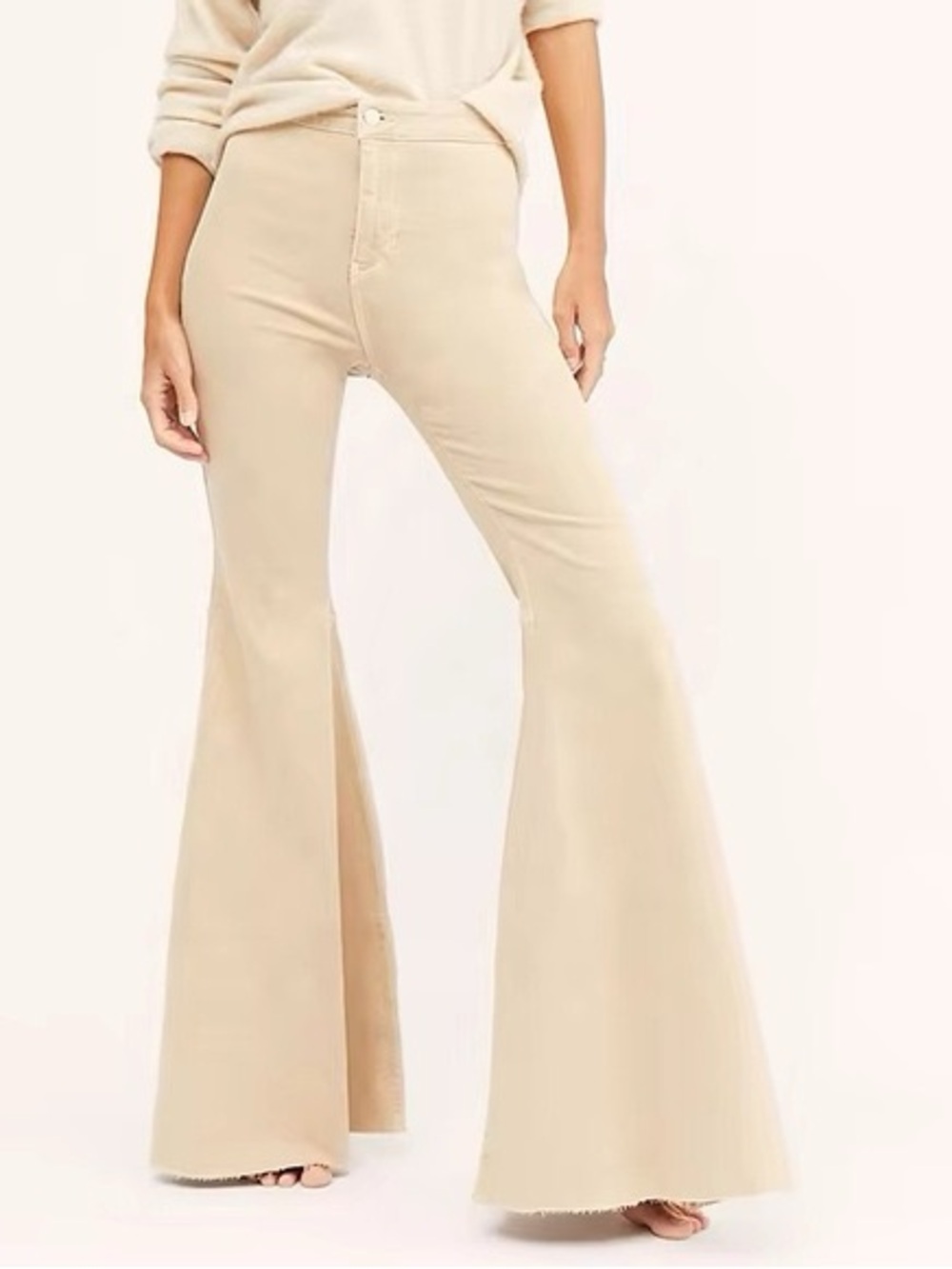 Free People Pink Washed Taupe High-Rise Flare Jeans